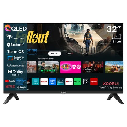 Koorui Smart TV - Tizen TV by Samsung - QLED Full HD - 32 inch/81 cm - Streaming apps - AirPlay - Hotelmodus - HDMI x3, USB x2, CI+ - Tripple Tuner DVB-T/T2/S/S2/C - Frameless Design - Geassembleerd in Eindhoven - K32Q1FFQ-T8
