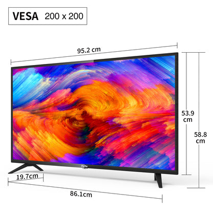 TuTu Standaard TV - LED Full HD - 42 inch/108 cm - Frameles Design - Tripple Tuner DVB-T/T2/S/S2/C - HDMI x2, USB x1, CI+ - Geassembleerd in Eindhoven - TUB42FD1N