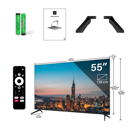 Google Smart TV | TeeView QLED TV 55 inch | 4K Ultra HD | Frameless Design | in Eindhoven geassembleerd | TV55QQG-EU