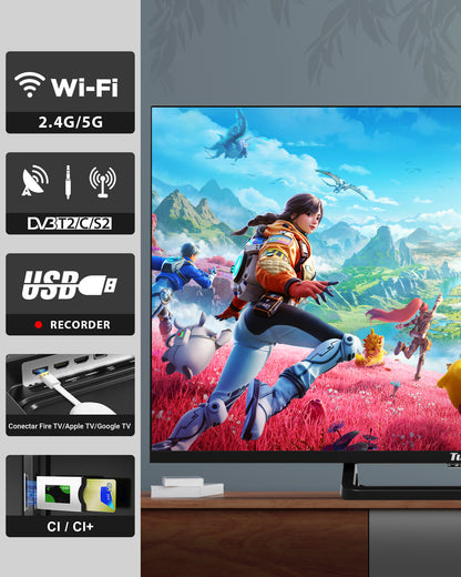 TuTu Google Smart TV - LED HD - 32 Inch/82 cm - Frameless Design - Tripple Tuner DVB-T/T2/S/S2/C - HDMI x3, USB x2, CI+ - Voice Controle & Streaming apps - Geassembleerd in Eindhoven - TUG32HQ1