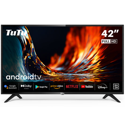 TuTu Android Smart TV - LED Full HD - 42 inch/108 cm - Frameless Design - Tripple Tuner DVB-T/T2/S/S2/C - HDMI x2, USB x2, CI+ - Voice Controle & Streaming apps - Geassembleerd in Eindhoven - TUS42FD1A