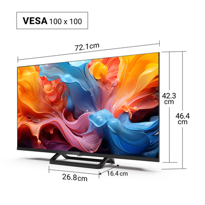 TuTu Standaard TV - LED HD - 32 inch/82 cm - Frameless Design - Enkelvoudige standaard - Tripple Tuner DVB-T/T2/S/S2/C - HDMI x3, USB x2, CI+ -	 In Eindhoven geassembleerd - TUB32HN1NC